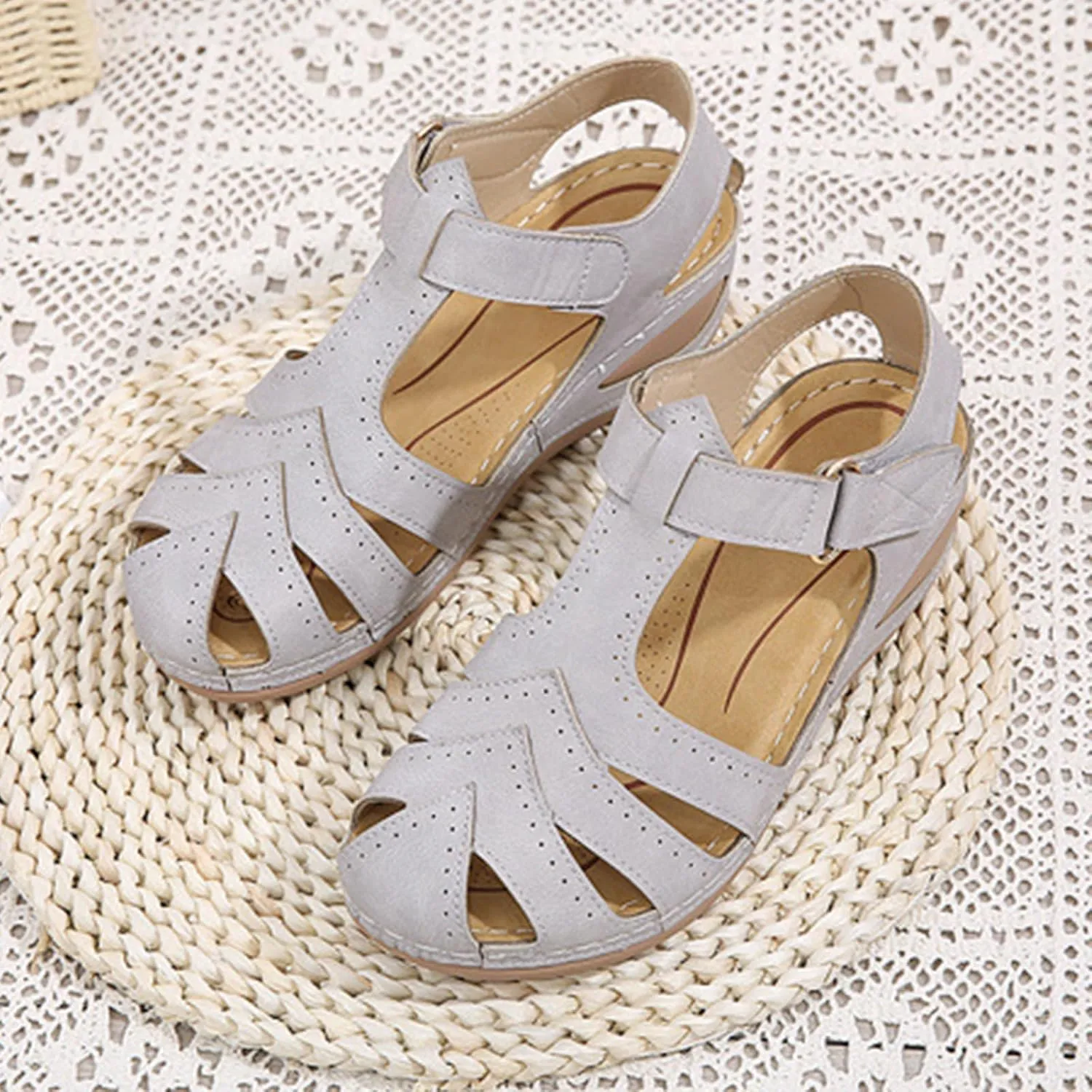 Women's Wedge Sandals Summer Closed Toe Sandals for Women Platform Dressy Wedge Sandal Casual Bohemia Gladiator Shoes Comfortable Ankle Strap Outdoor Sandal Breathable Lightweight Walking Shoes
