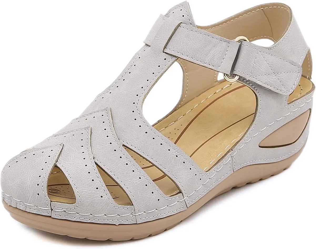 Women's Wedge Sandals Summer Closed Toe Sandals for Women Platform Dressy Wedge Sandal Casual Bohemia Gladiator Shoes Comfortable Ankle Strap Outdoor Sandal Breathable Lightweight Walking Shoes